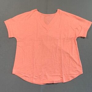 New Women's XXL Basic Tees Deep Pink V Neck Short Sleeve Cotton Spandex Stylish